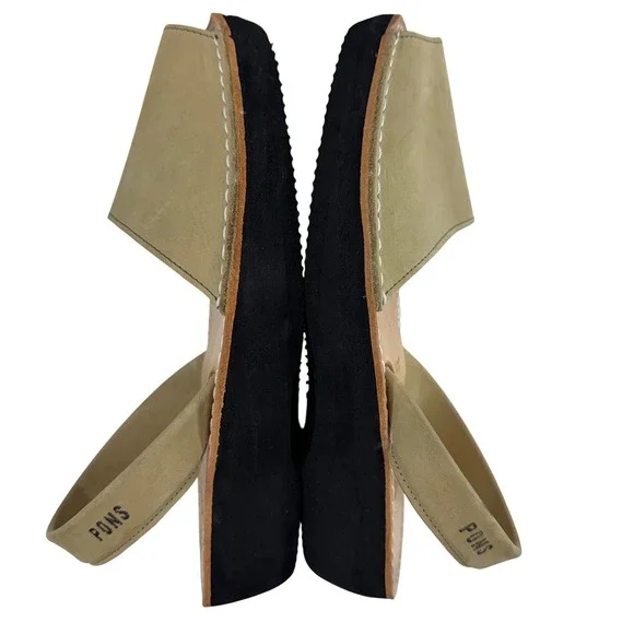 Pons Avarca Women Tan Leather Slingback Wedge Sandals Size 7 Comfort Spain - Picture 7 of 9